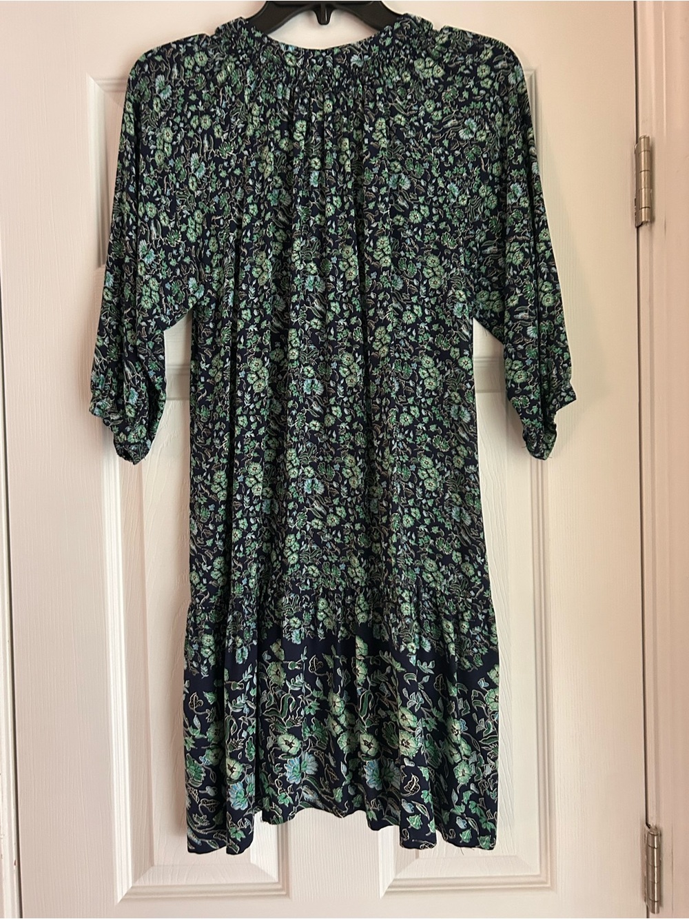 Natalie Martin Navy Floral Dress with Green Accents - Picture 2 of 3